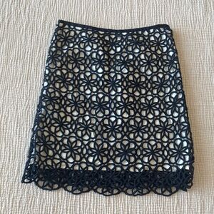 Anthropologie 9-H15 Black and White Cotton Lined Midi Skirt Size 2